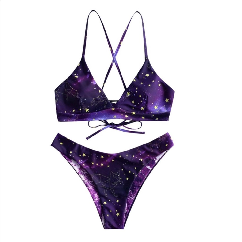 Women’s High Waist Star Print Reversible Bikini
